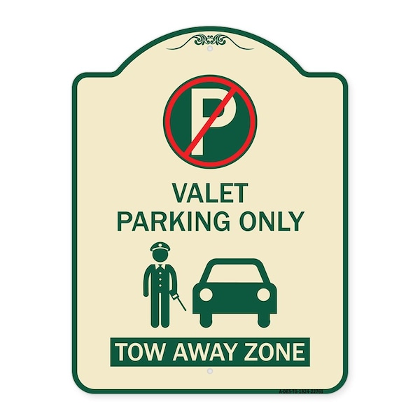 Signmission Valet Parking Tow Away Zone W/ Car Graphic Heavy-Gauge Aluminum Sign, 24" x 18", TG-1824-22761 A-DES-TG-1824-22761 - main